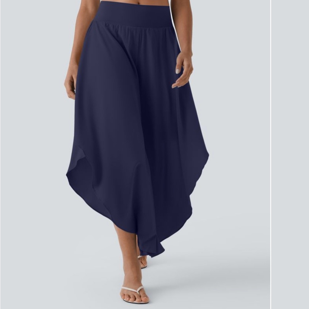 Halara Wide Leg Flowy Yoga Pants Size Large Navy Blue